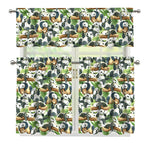 Watercolor Panda Bear Pattern Print 3 Piece Kitchen Curtains