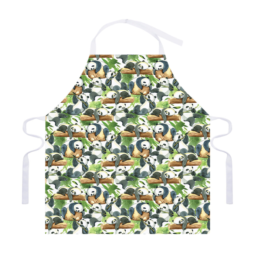 Watercolor Panda Bear Pattern Print Adjustable Apron