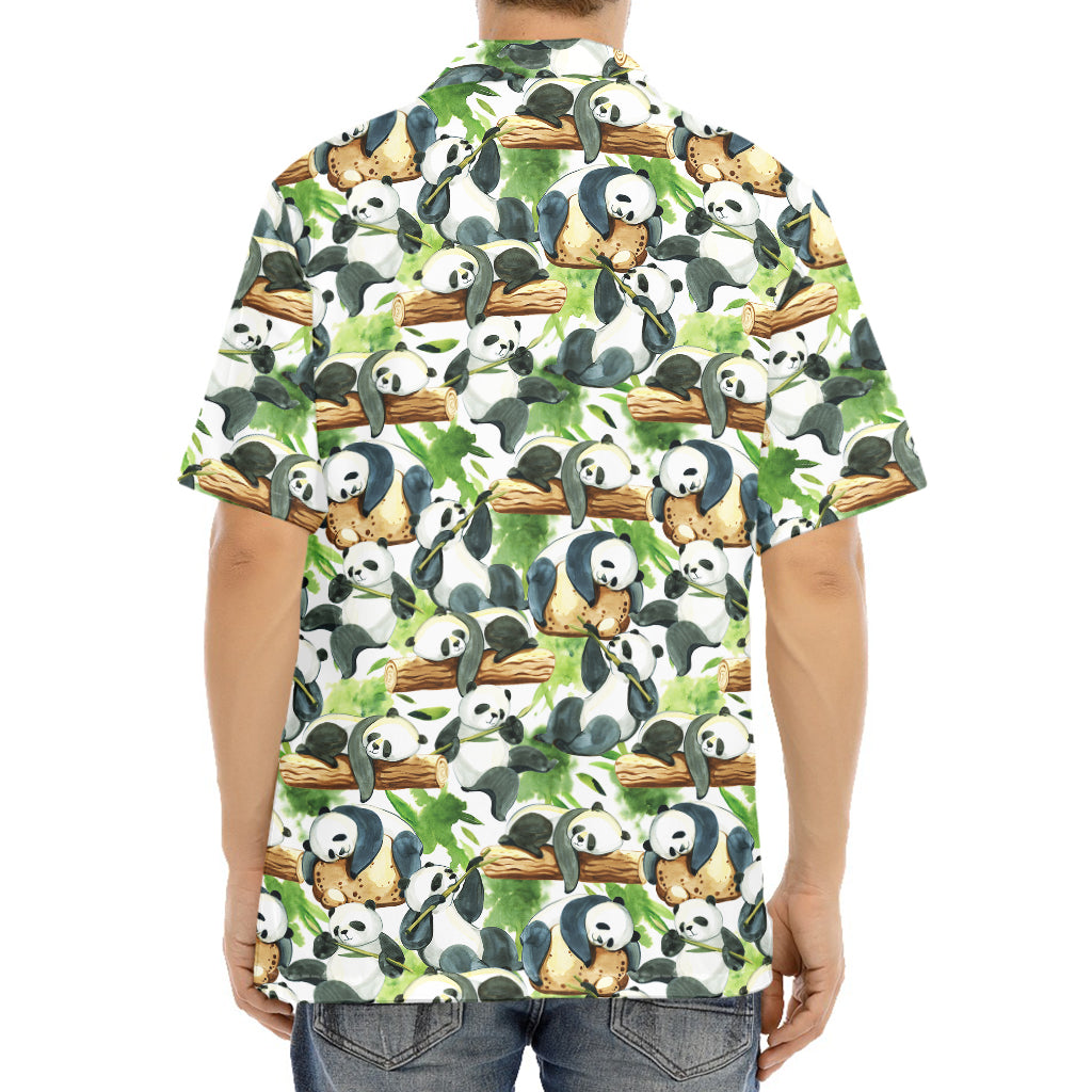 Watercolor Panda Bear Pattern Print Aloha Shirt