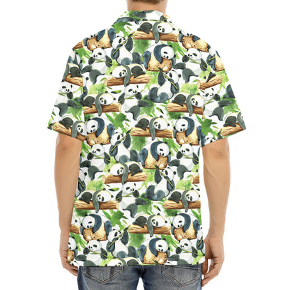 Watercolor Panda Bear Pattern Print Aloha Shirt