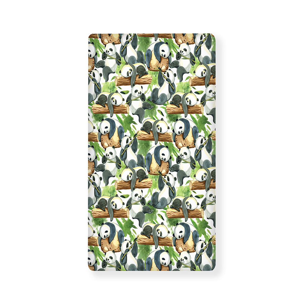 Watercolor Panda Bear Pattern Print Baby Crib Sheet