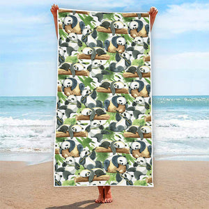 Watercolor Panda Bear Pattern Print Beach Towel