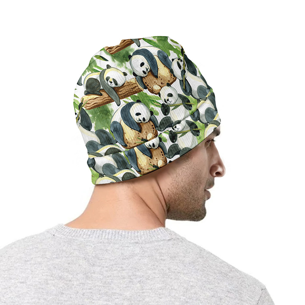 Watercolor Panda Bear Pattern Print Beanie