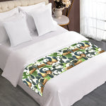 Watercolor Panda Bear Pattern Print Bed Runner