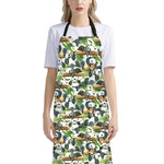 Watercolor Panda Bear Pattern Print Bib Apron With Pocket