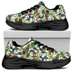 Watercolor Panda Bear Pattern Print Black Chunky Shoes