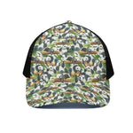 Watercolor Panda Bear Pattern Print Black Mesh Trucker Cap