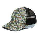 Watercolor Panda Bear Pattern Print Black Mesh Trucker Cap