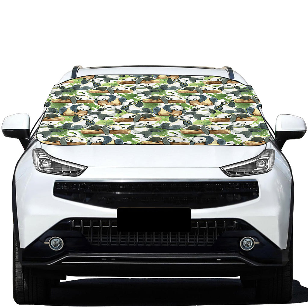 Watercolor Panda Bear Pattern Print Car Windshield Snow Cover