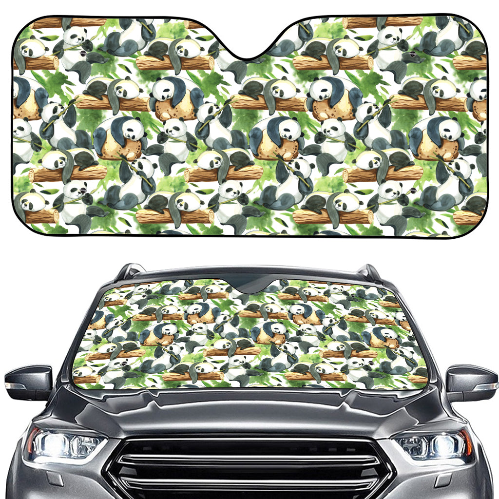 Watercolor Panda Bear Pattern Print Car Windshield Sun Shade