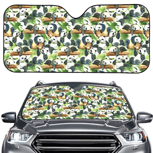 Watercolor Panda Bear Pattern Print Car Windshield Sun Shade