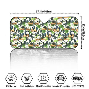 Watercolor Panda Bear Pattern Print Car Windshield Sun Shade