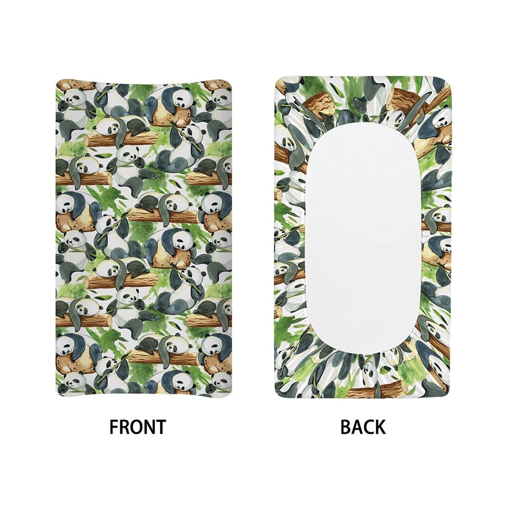 Watercolor Panda Bear Pattern Print Changing Pad Cover