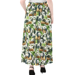 Watercolor Panda Bear Pattern Print Chiffon Maxi Skirt