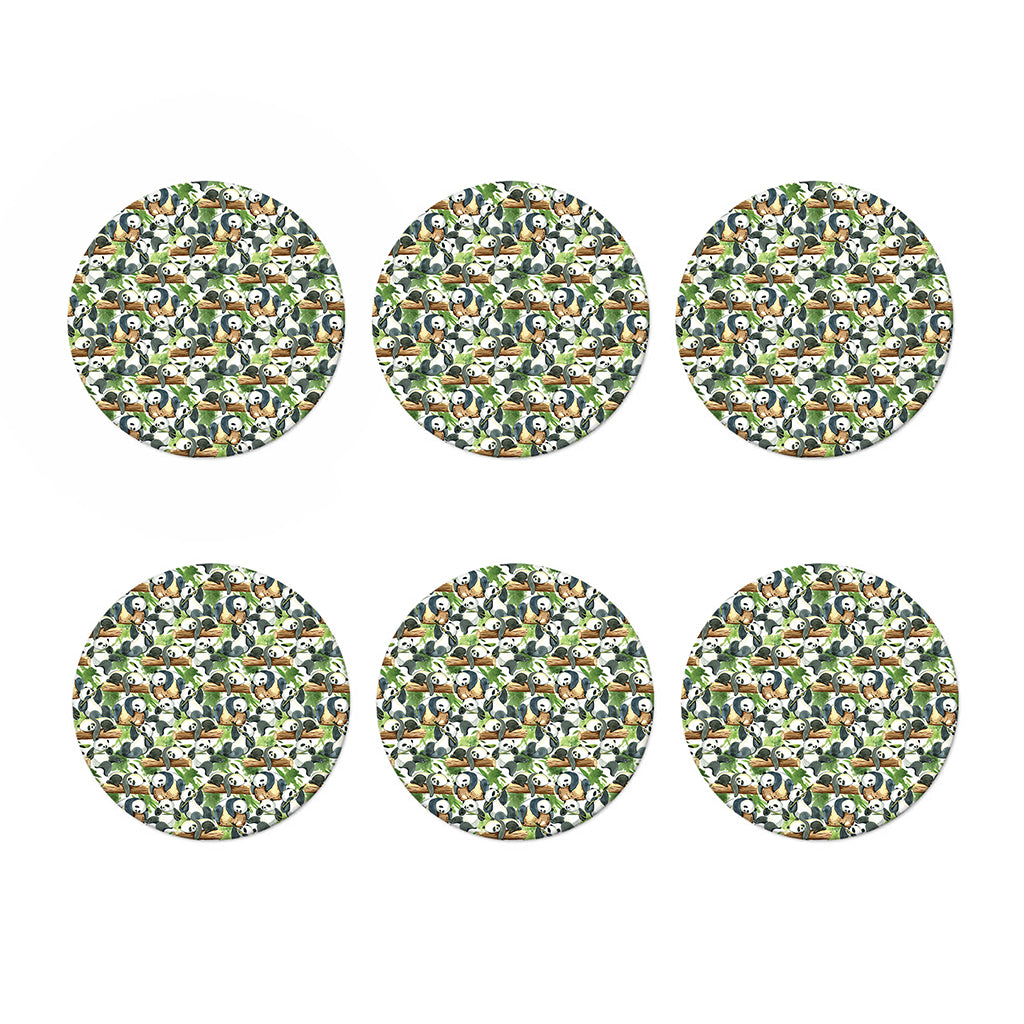 Watercolor Panda Bear Pattern Print Coaster Set