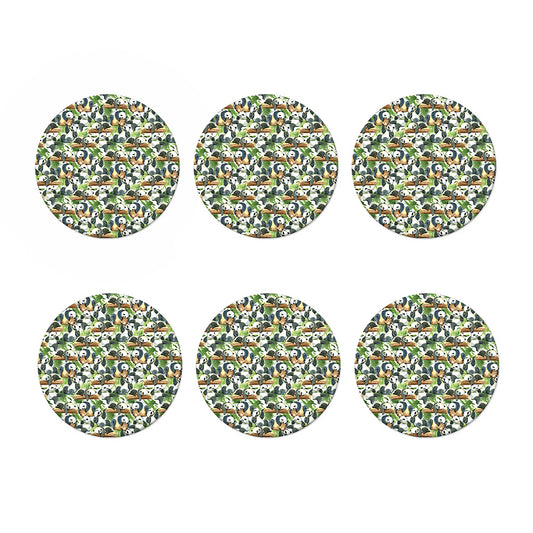 Watercolor Panda Bear Pattern Print Coaster Set