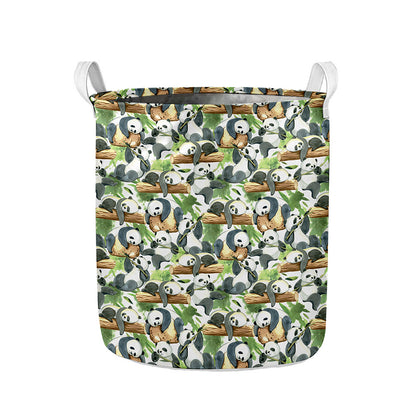Watercolor Panda Bear Pattern Print Collapsible Laundry Basket