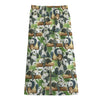 Watercolor Panda Bear Pattern Print Cotton Front Slit Maxi Skirt