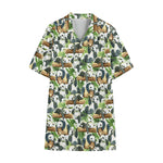 Watercolor Panda Bear Pattern Print Cotton Hawaiian Shirt