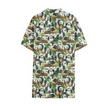 Watercolor Panda Bear Pattern Print Cotton Hawaiian Shirt