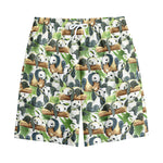 Watercolor Panda Bear Pattern Print Cotton Shorts