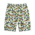Watercolor Panda Bear Pattern Print Cotton Shorts