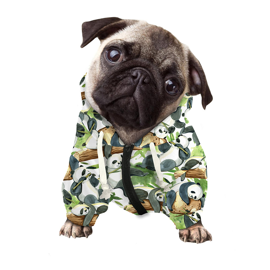 Watercolor Panda Bear Pattern Print Dog Zip Up Hoodie
