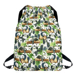 Watercolor Panda Bear Pattern Print Drawstring Backpack