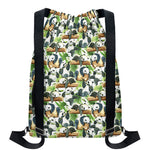 Watercolor Panda Bear Pattern Print Drawstring Backpack