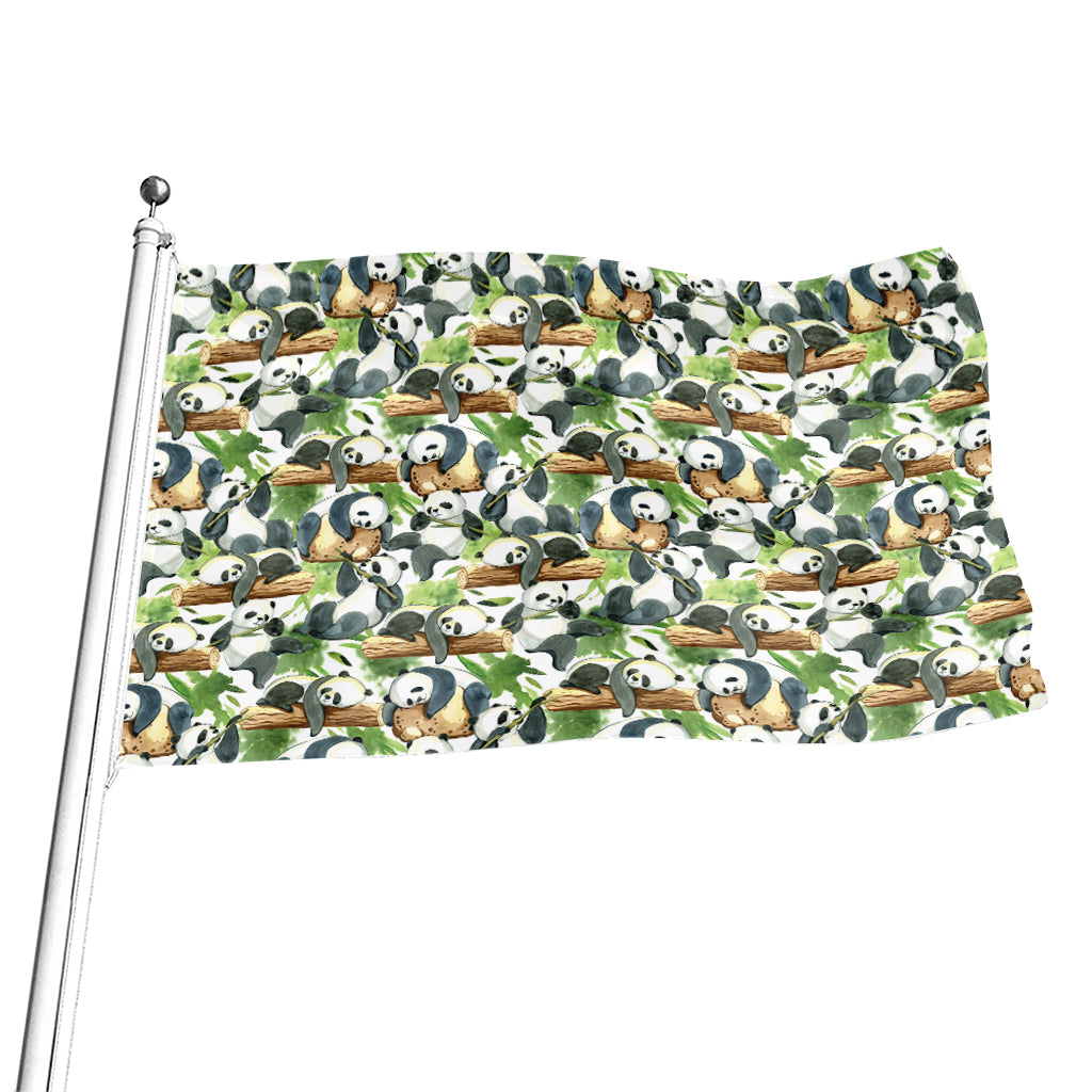Watercolor Panda Bear Pattern Print Flag