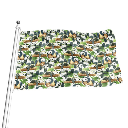 Watercolor Panda Bear Pattern Print Flag