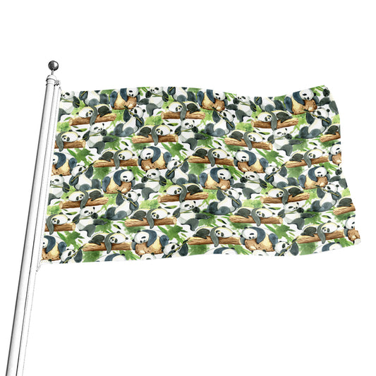 Watercolor Panda Bear Pattern Print Flag