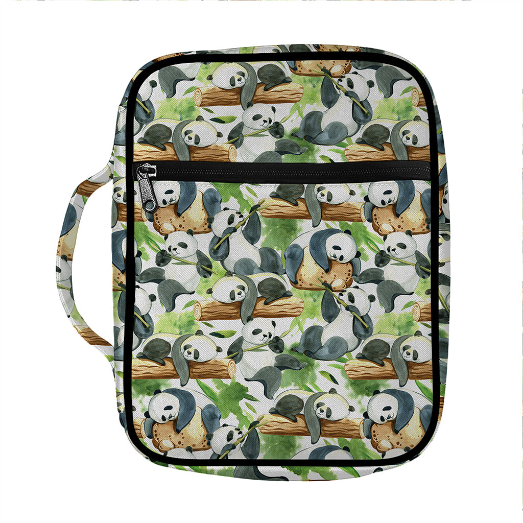 Watercolor Panda Bear Pattern Print Front Pocket Bible Bag