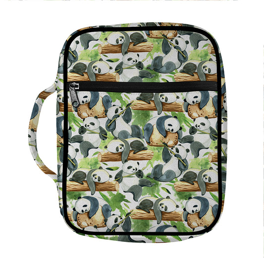 Watercolor Panda Bear Pattern Print Front Pocket Bible Bag