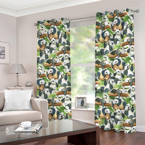 Watercolor Panda Bear Pattern Print Grommet Curtains