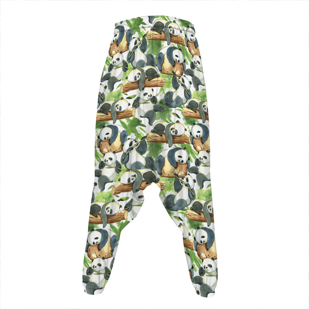 Watercolor Panda Bear Pattern Print Hammer Pants