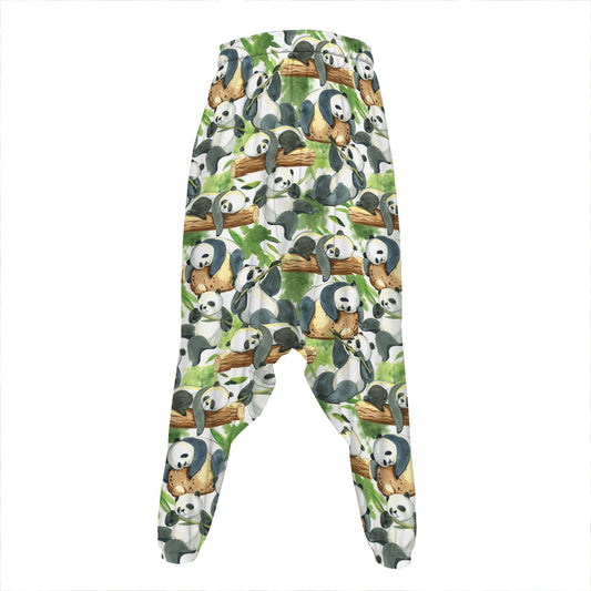 Watercolor Panda Bear Pattern Print Hammer Pants