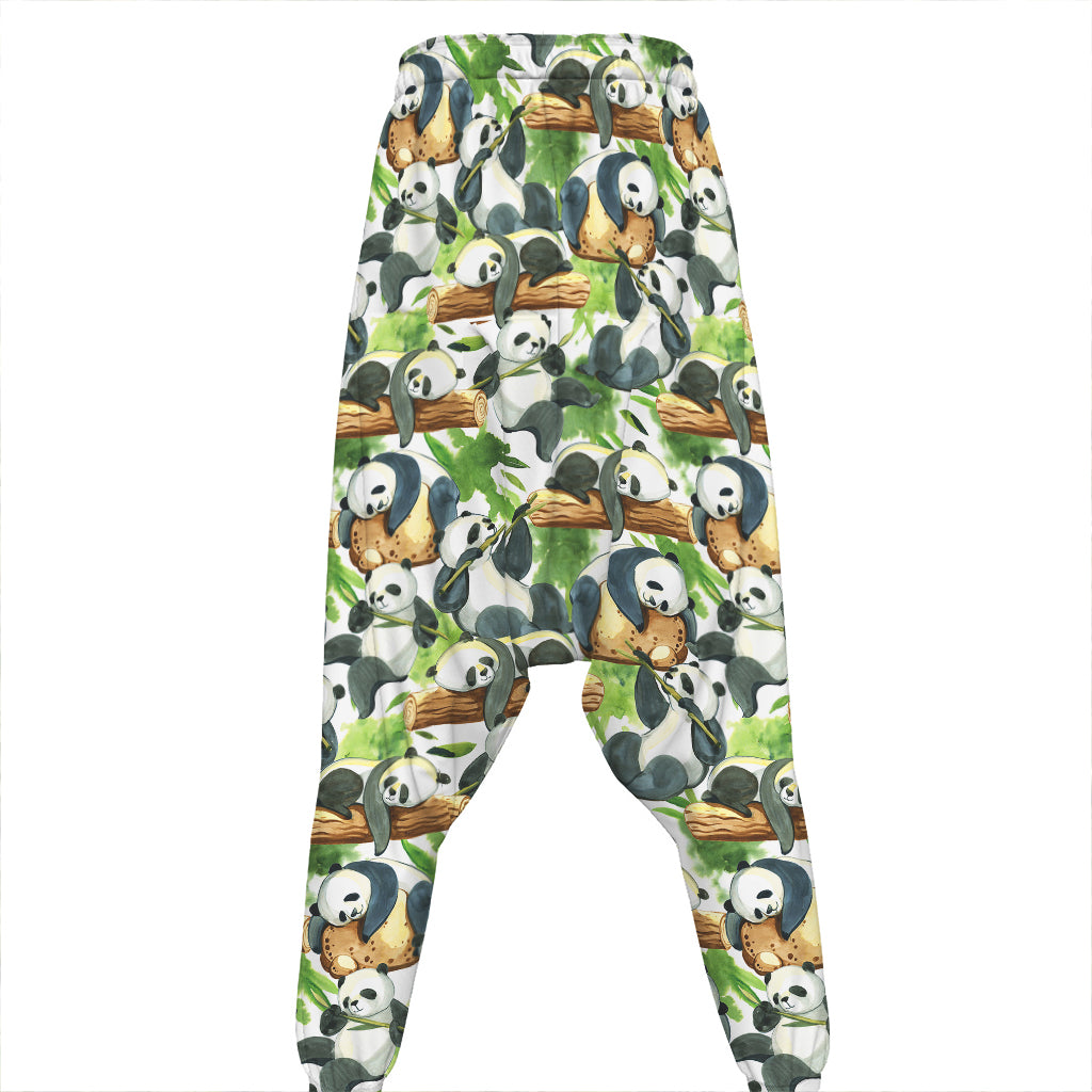 Watercolor Panda Bear Pattern Print Hammer Pants