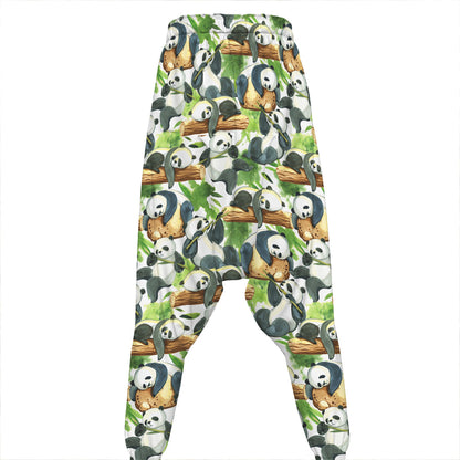 Watercolor Panda Bear Pattern Print Hammer Pants