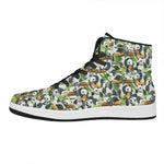 Watercolor Panda Bear Pattern Print High Top Leather Sneakers