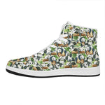 Watercolor Panda Bear Pattern Print High Top Leather Sneakers