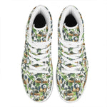 Watercolor Panda Bear Pattern Print High Top Leather Sneakers