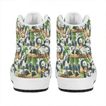 Watercolor Panda Bear Pattern Print High Top Leather Sneakers