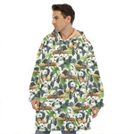 Watercolor Panda Bear Pattern Print Hoodie Blanket