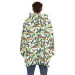Watercolor Panda Bear Pattern Print Hoodie Blanket