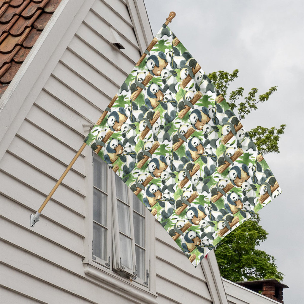 Watercolor Panda Bear Pattern Print House Flag