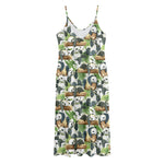 Watercolor Panda Bear Pattern Print Jersey Midi Cami Dress