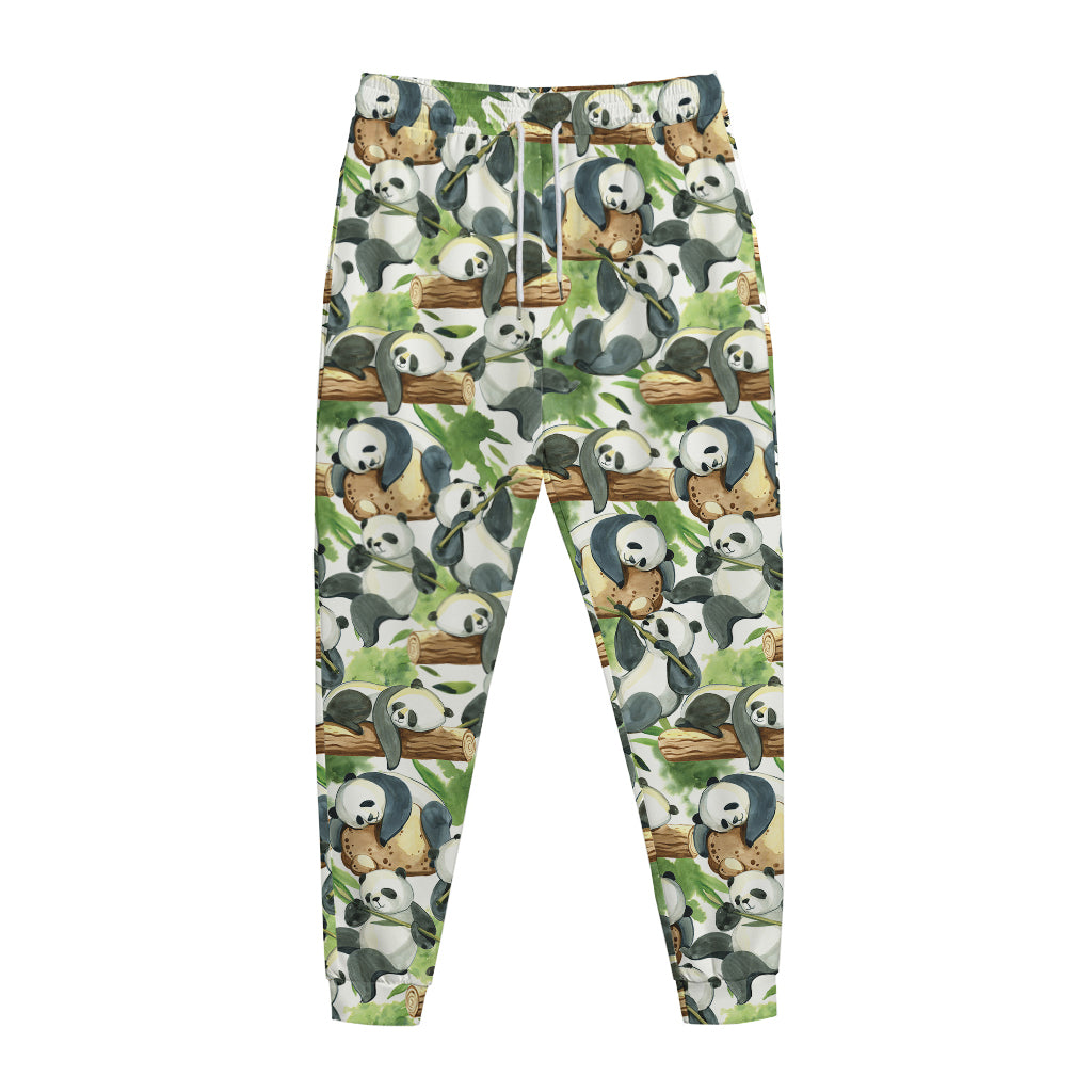 Watercolor Panda Bear Pattern Print Jogger Pants