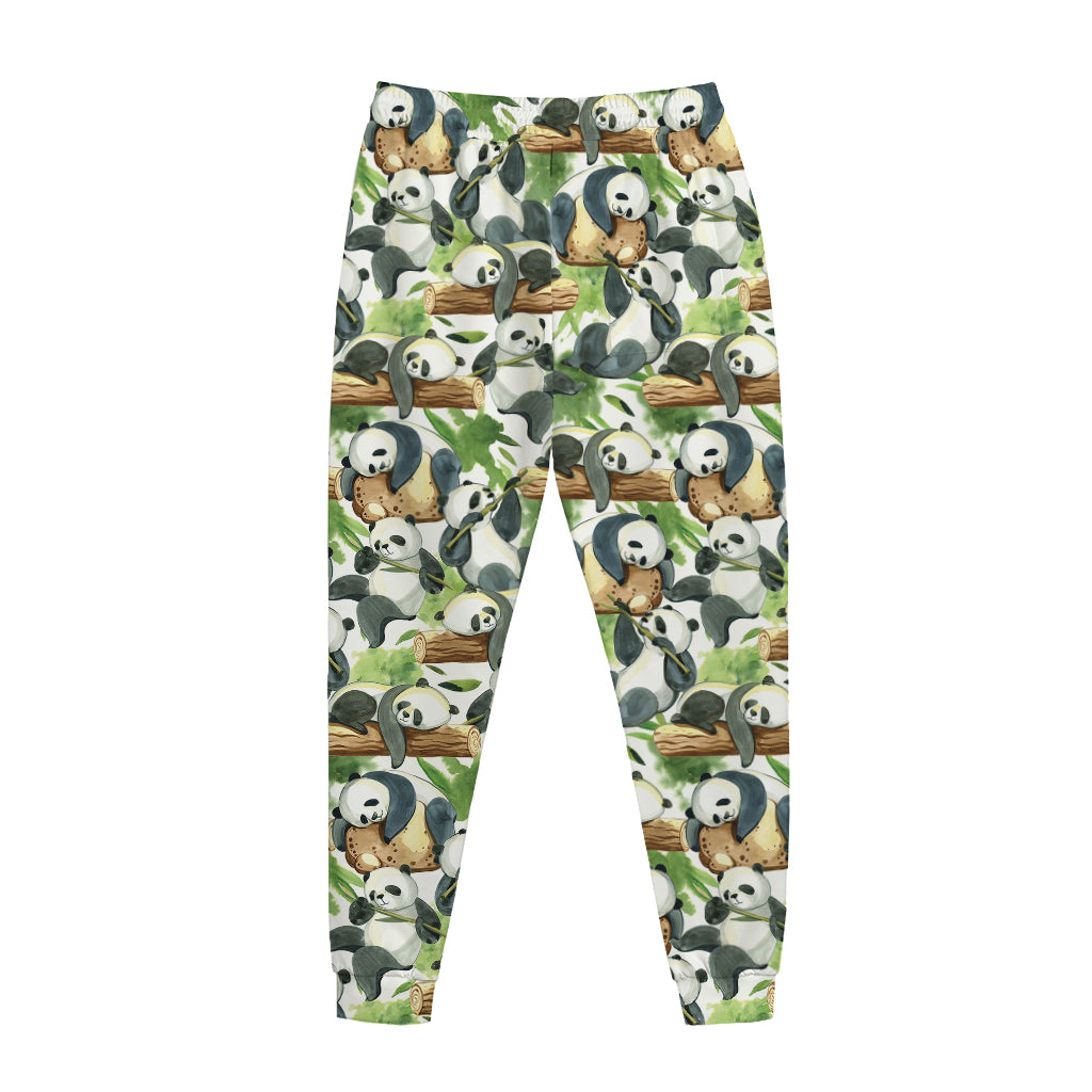 Watercolor Panda Bear Pattern Print Jogger Pants