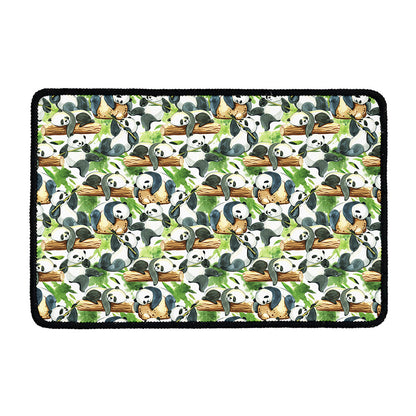 Watercolor Panda Bear Pattern Print Kitchen Mat
